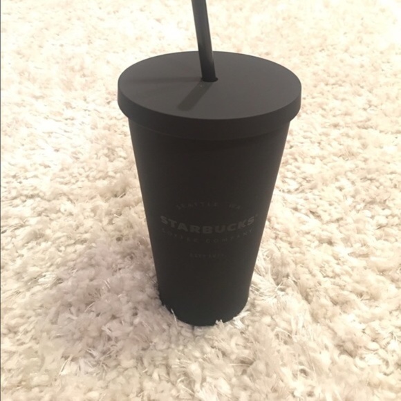 matte black tumbler with straw